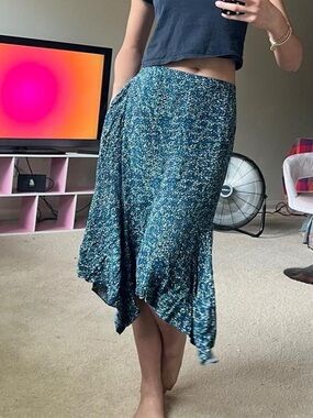 Blue and green speckled fairy hem midi skirt